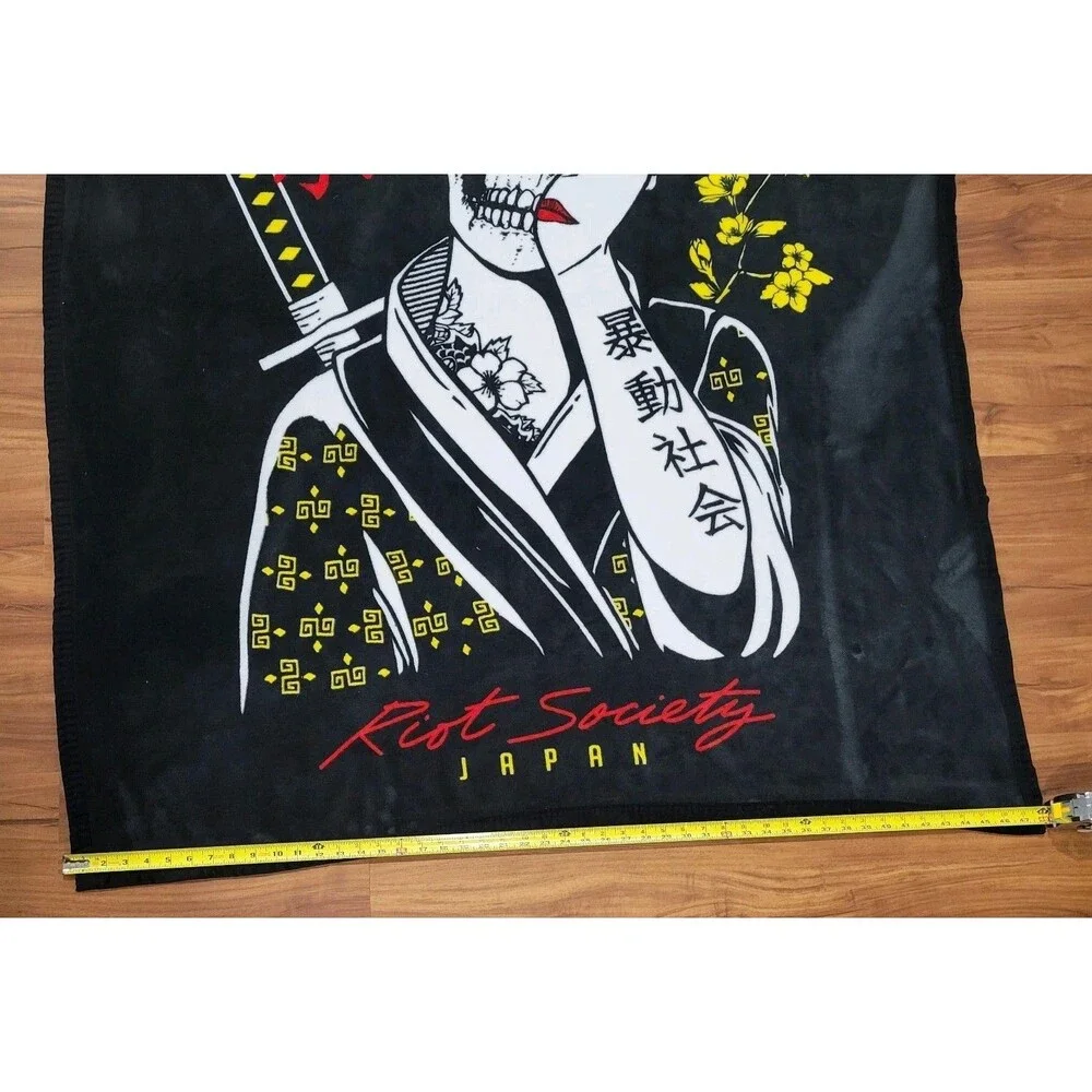 Riot Society Skeleton 48 x 60 Fleece Throw Blanket Japan Reaper Geisha Shame 2.0
